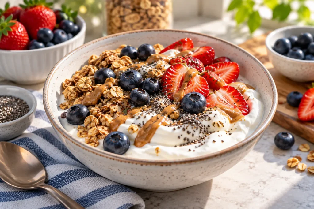 Greek yogurt high-protein breakfast bowl